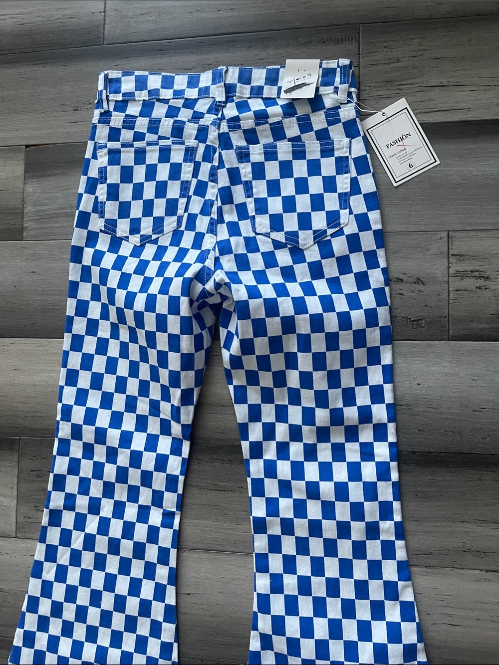 Fashion Jeans Flared Checker Denim Youths Pants Size 6 - Picture 4 of 10